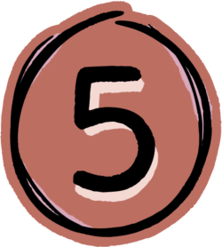 Chiffre cinq dans un cercle.