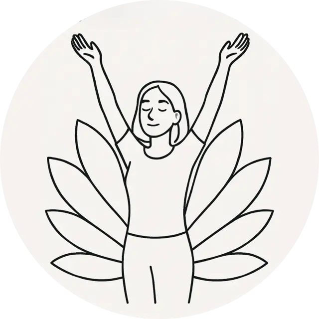 Personne épanouie qui lève les bras en signe de contentement.