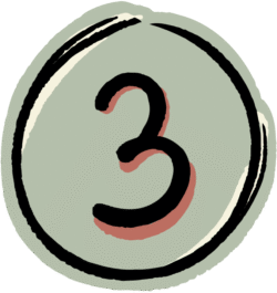 Chiffre trois dans un cercle.