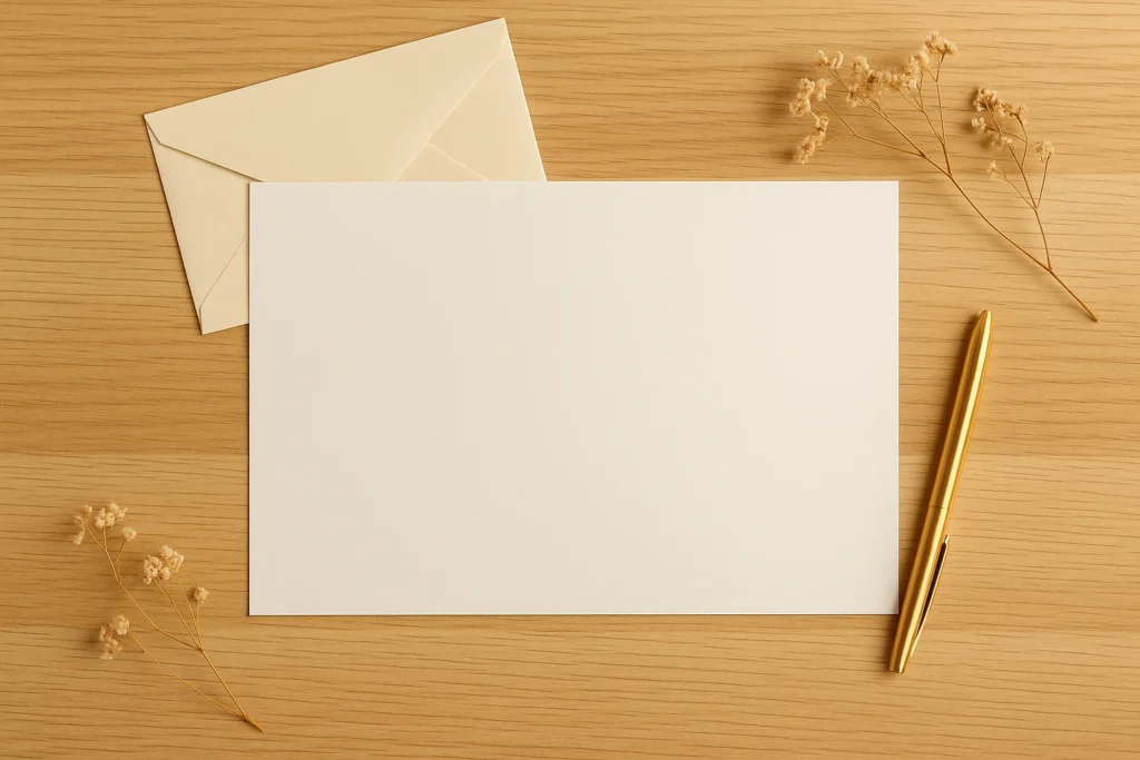 Lettre et enveloppe sur bureau de bois pour envoyer un message.